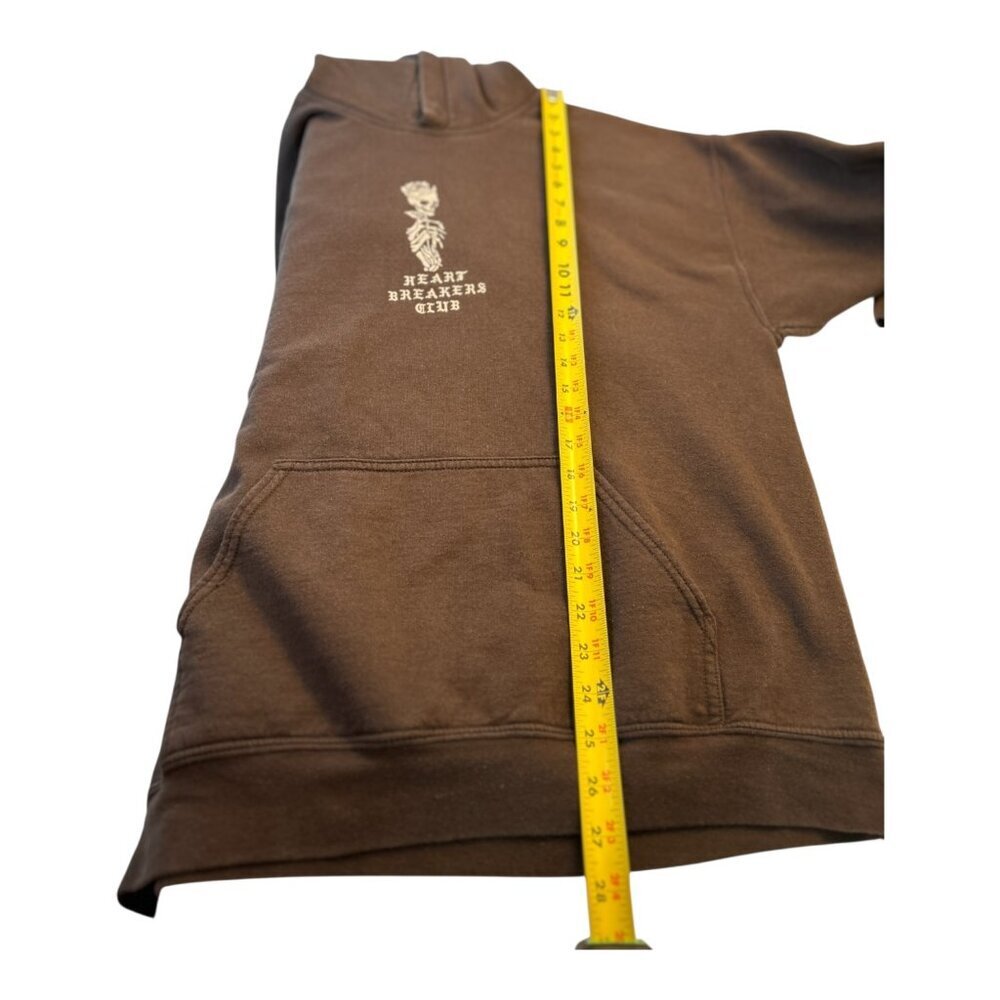 Heartbreakers Club "No Love No Pain" Unisex Hoodie Brown Size XL Graphic Skull - Picture 8 of 9
